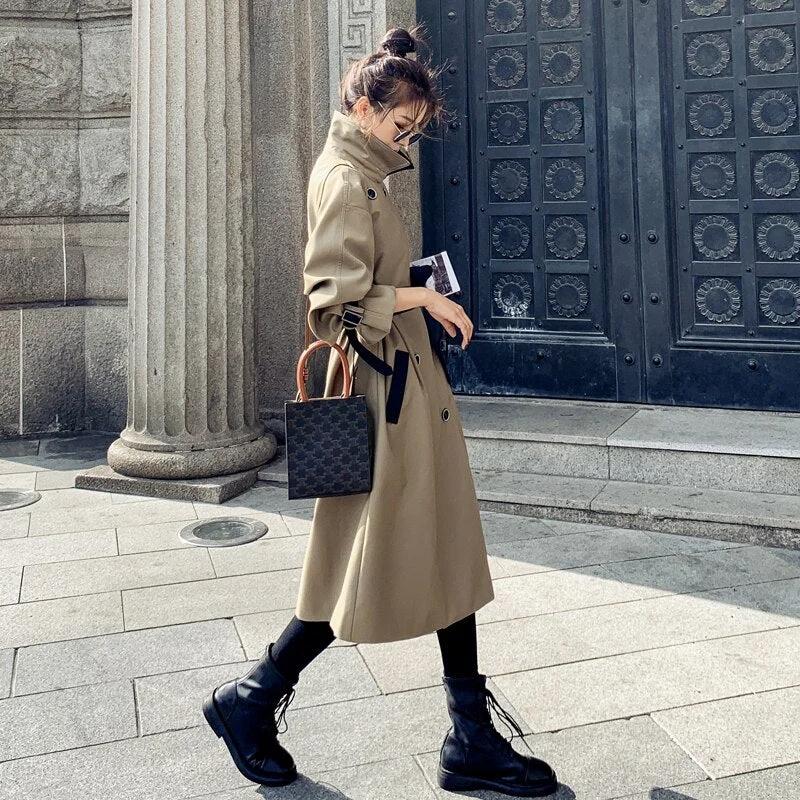 Brand New Women Trench Coat Double-Breasted Long Waterproof Windproof Spring Fall Windbreaker for Lady Duster Coat  Female Cloak