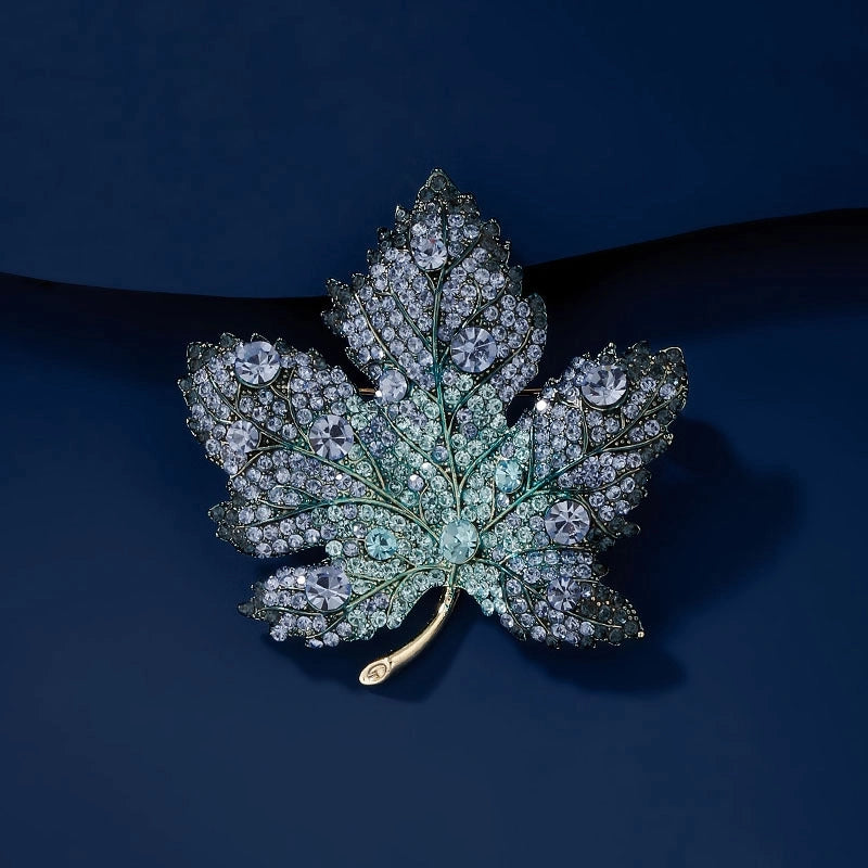 Vintage Style Pin Leaf Alloy Plating Inlay Rhinestones Women’s Brooches
