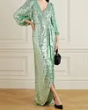 Gown V-neck sequined puff sleeve maxi dress