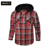 2024 New Loose Casual Flannel Long-sleeved Hooded Plaid Shirt
