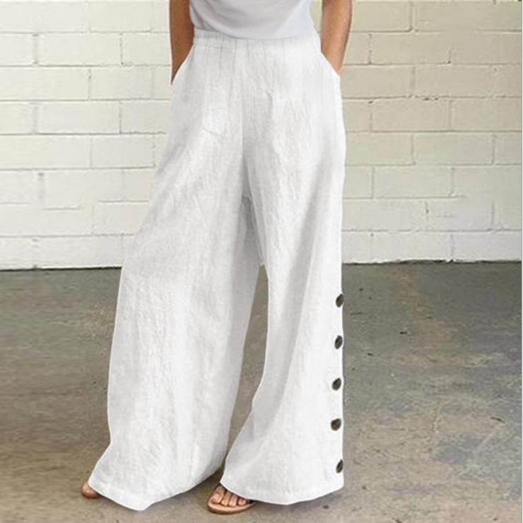 ⚡CHRISTMAS SALE⚡Pure Color Cotton And Linen Pocket Casual Pants