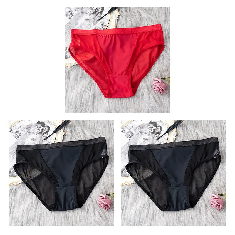 3PCS/Set Women Panties Sexy Lingerie Seamless Female Underwear See-Through Underpants Woman Panties Briefs Girls Intimate Pantys