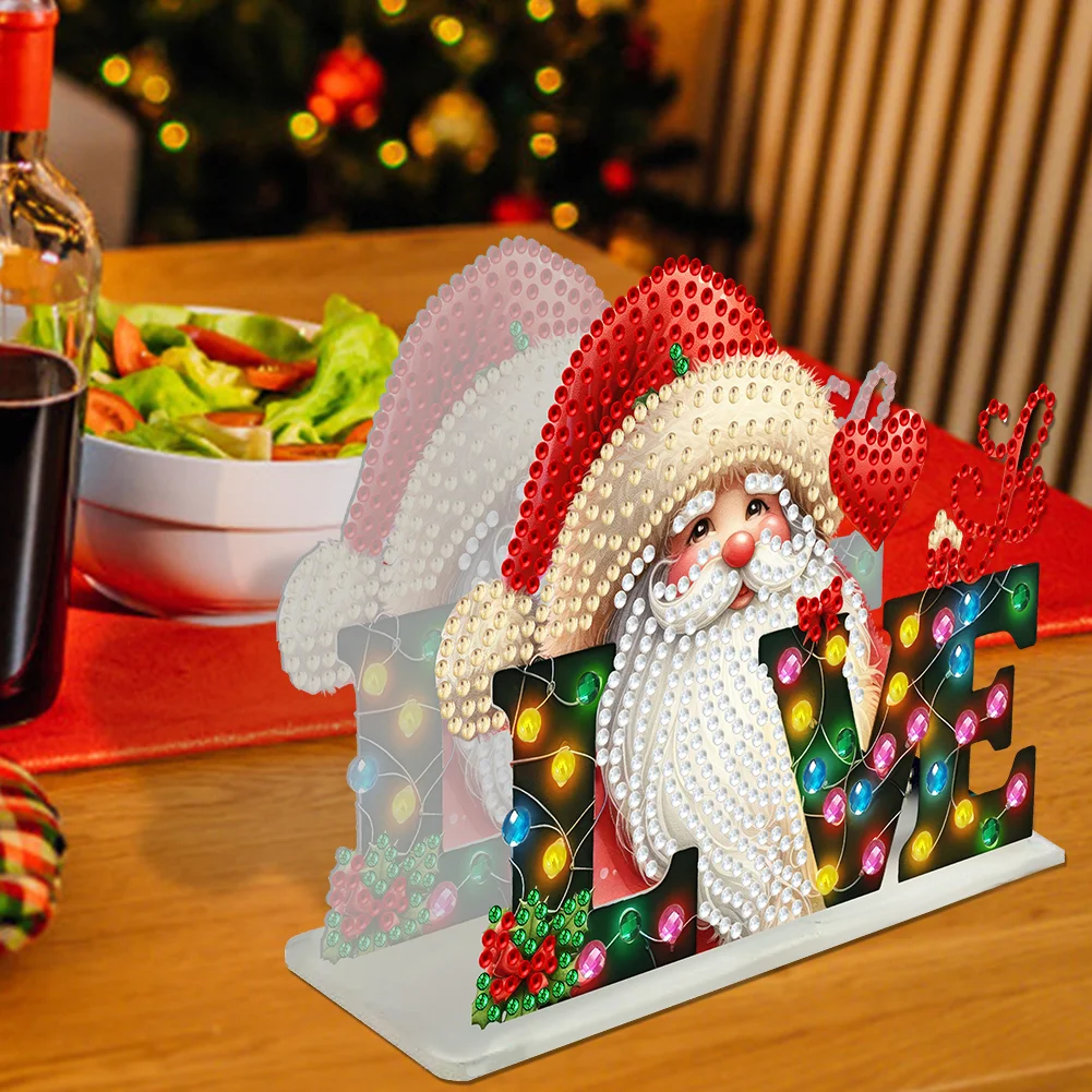 5D DIY Christmas Santa Claus Acrylic Double Sided Diamond Art Paper Towel Storage Rack Decor