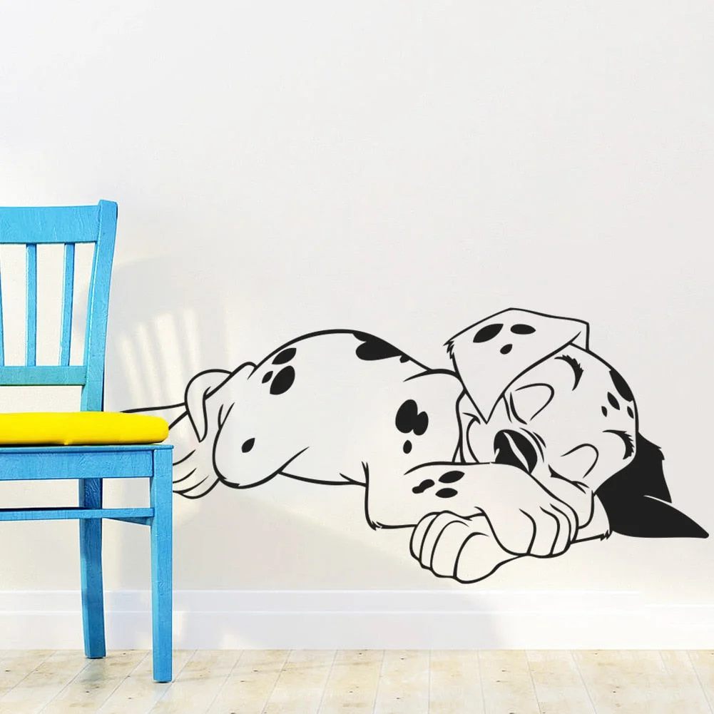 Wall Stickers Sweet Dream Sleeping Dalmatian Dogs Pet Puppy Vinyl Wall Decal Mural Poster Children Nursery Kids Bedroom Decor
