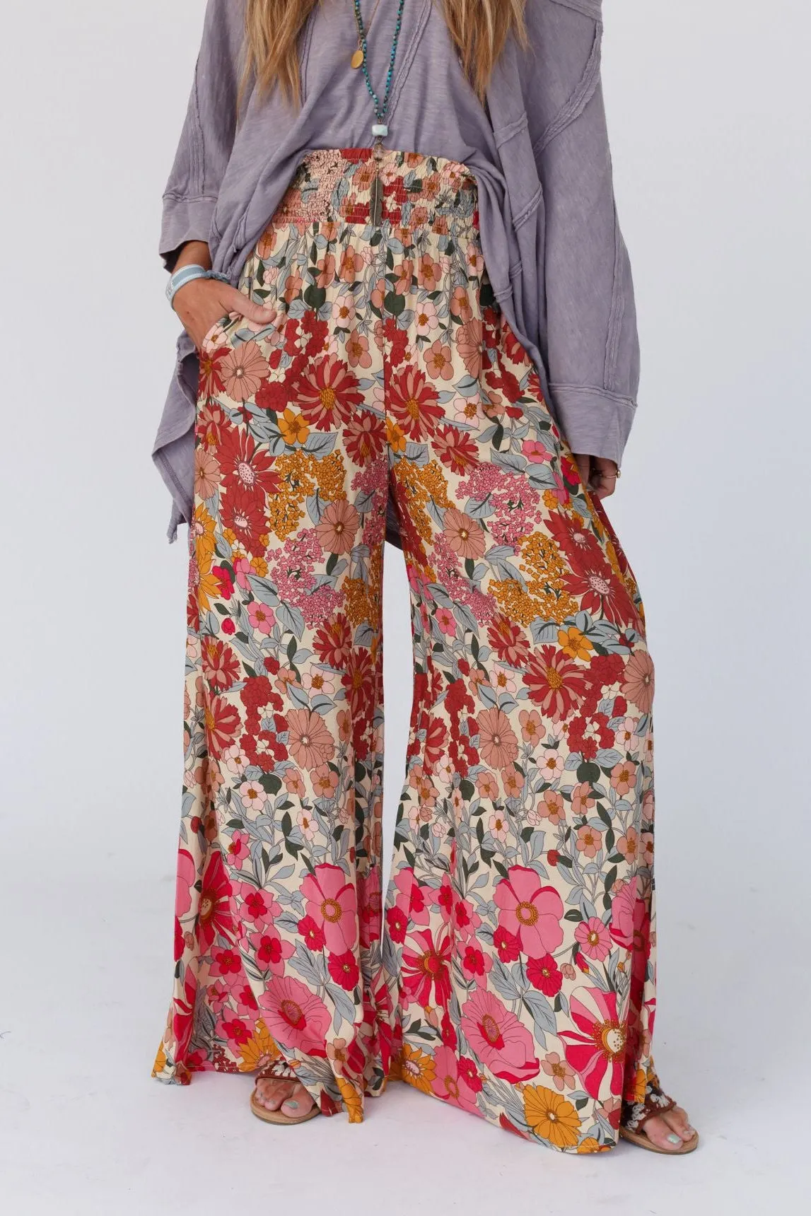 Groovy Gardens Wide Leg Pant - Pink