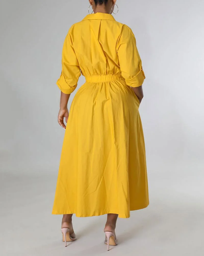 Casual Stylish Long Sleeve Shirt Dress
