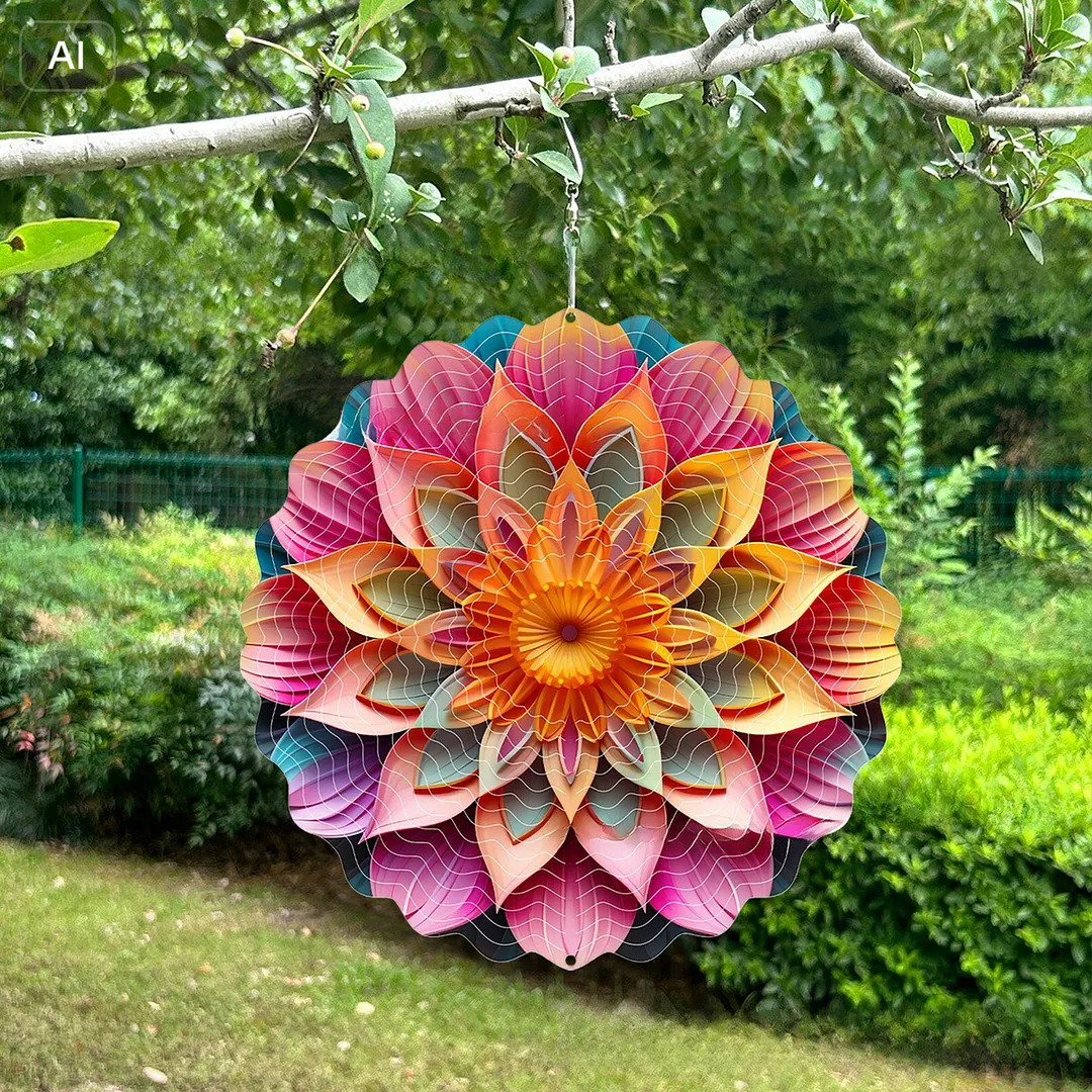 Mandalas Hanging Wind Spinner 360 Degree Rotating 3D Garden Wind Spinners 10-Inch Hanging Wind Catcher Art Gift for Home Garden Halloween Christmas (10)
