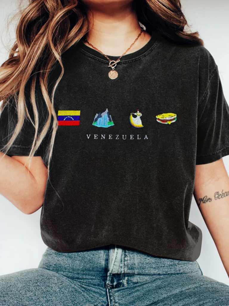 Hope Peace Forever Venezuela Embroidery Art Cotton Blend T-shirt artswardrobe