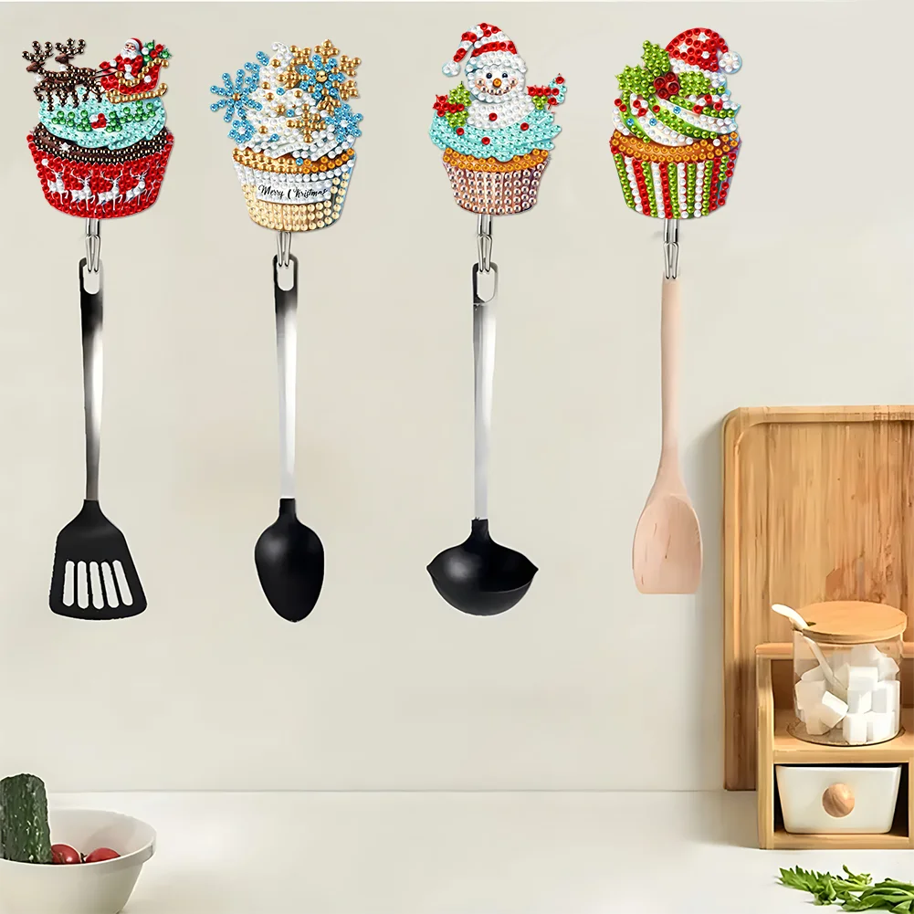 6Pcs DIY Christmas Cake Diamond Painting Hooks Christmas Diamond Art Wall Hooks