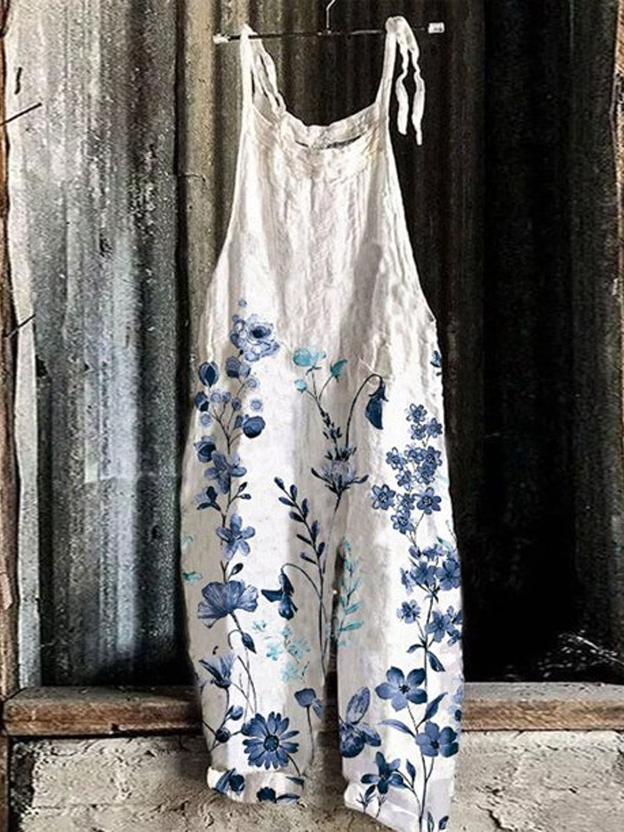 Women's Floral Print Loose Casual Jumpsuit - 7