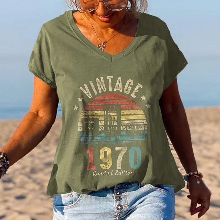 Vintage Limited Editon 1970 Printed Hippie T-shirt