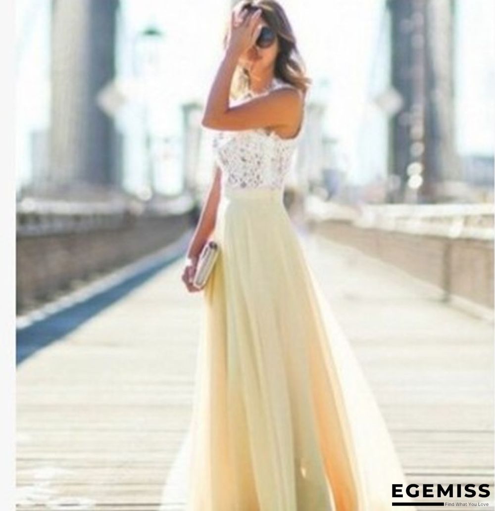 Lace Stitched Chiffon Extra Long Dress | EGEMISS
