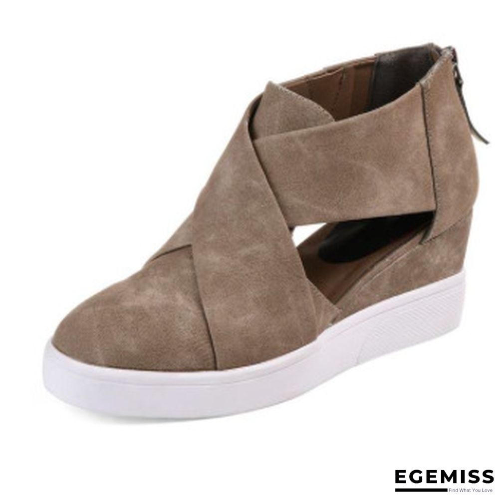 Women Solid High Flats wedges Heel Height Increasing Chunky Platform Vulcanized Sneakers Shoes | EGEMISS