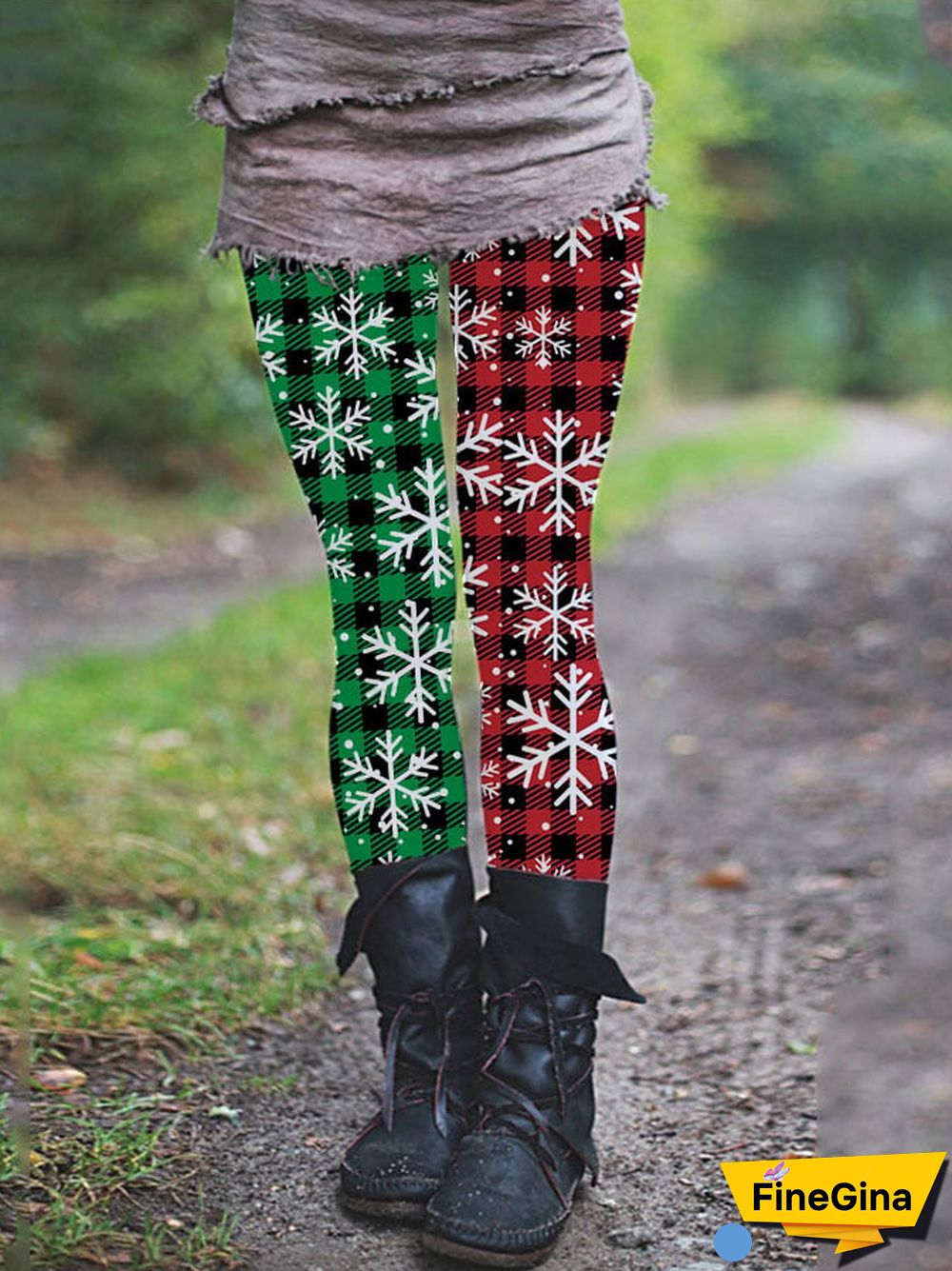 Women's Christmas plaid casual leggings