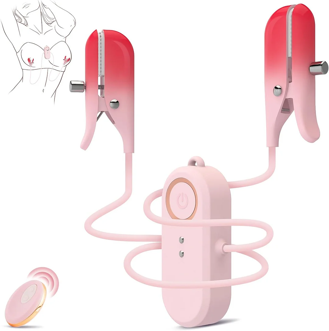 Gradient Pink Wearable Nipple Clamps Vibrator