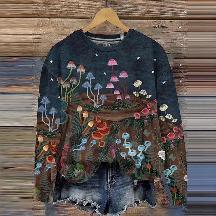 Women's Forest Mushroom Art Print Casual Sweatshirt