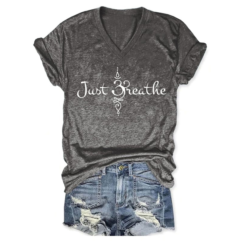 Comstylish Women's Just Breathe Print T-shirt