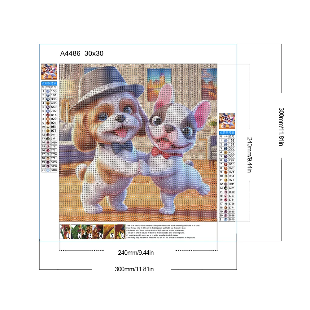 Full Round Diamond Painting 30*30cm - Puppy Buddy