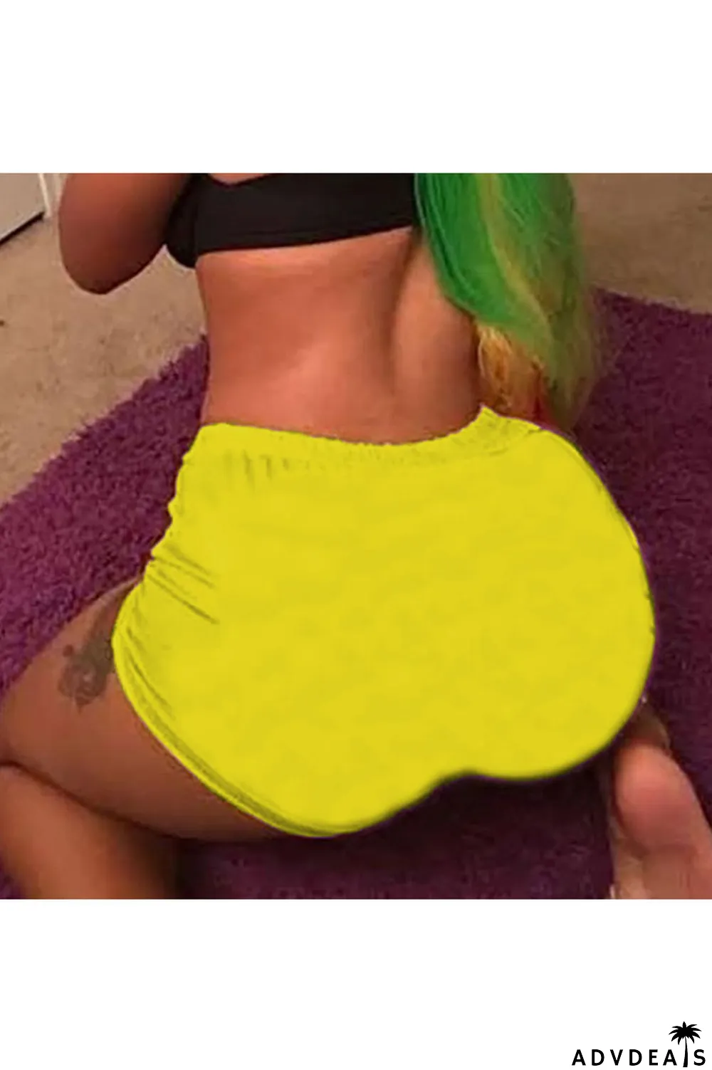 Army Green Elastic Fly High Solid Straight shorts Bottoms