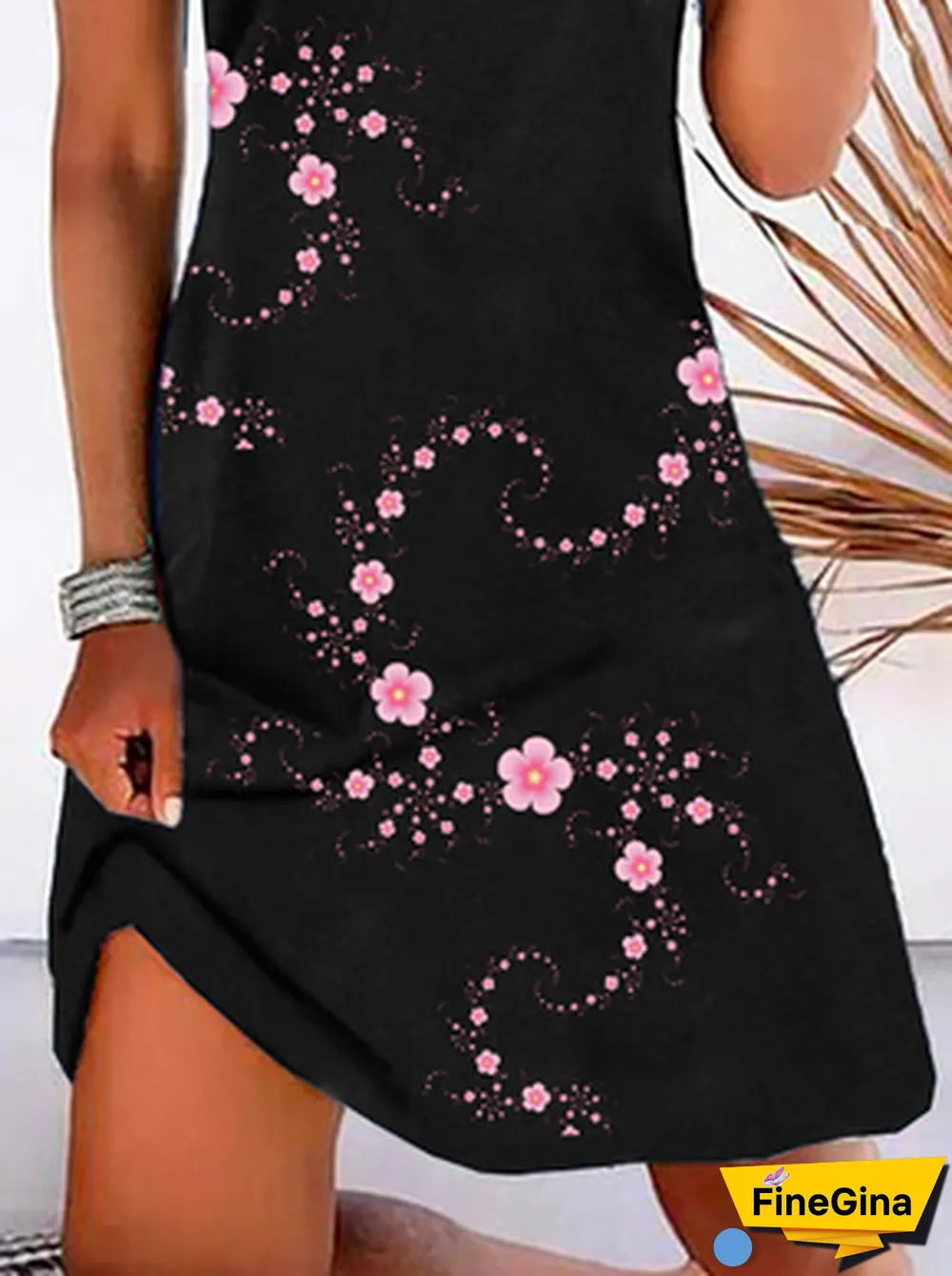 Plus size Floral Casual Sleeveless Dress