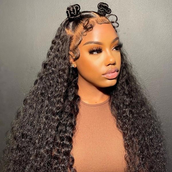 Junoda Hair Deep Wave Transparent Frontal Wigs Deep Curly 360 Lace Wigs Brazilian Remy Hair Wigs 150% Density
