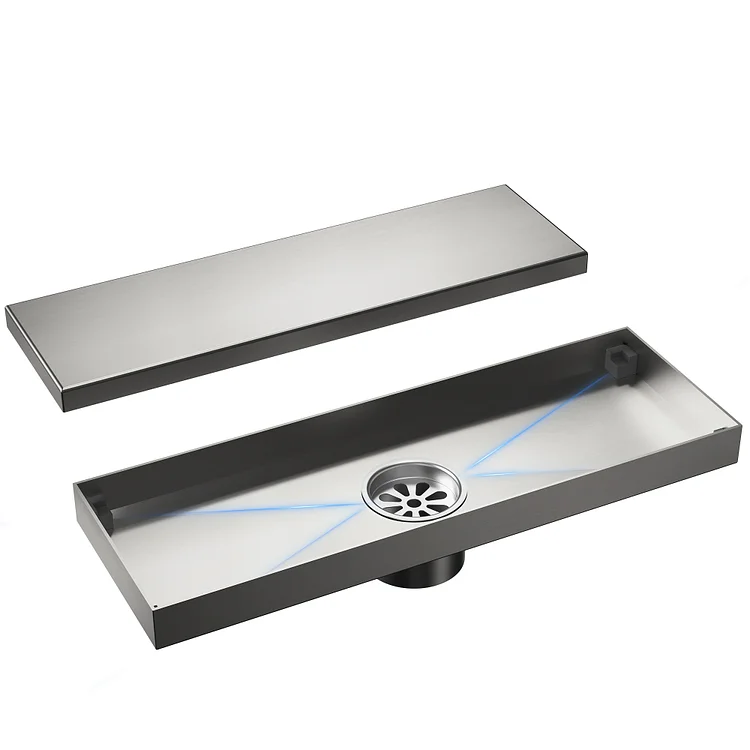 SFS-3068-NK The EVERSTEIN brushed nickel 11.8inch x 3.8 inch rectangular stainless steel floor drain