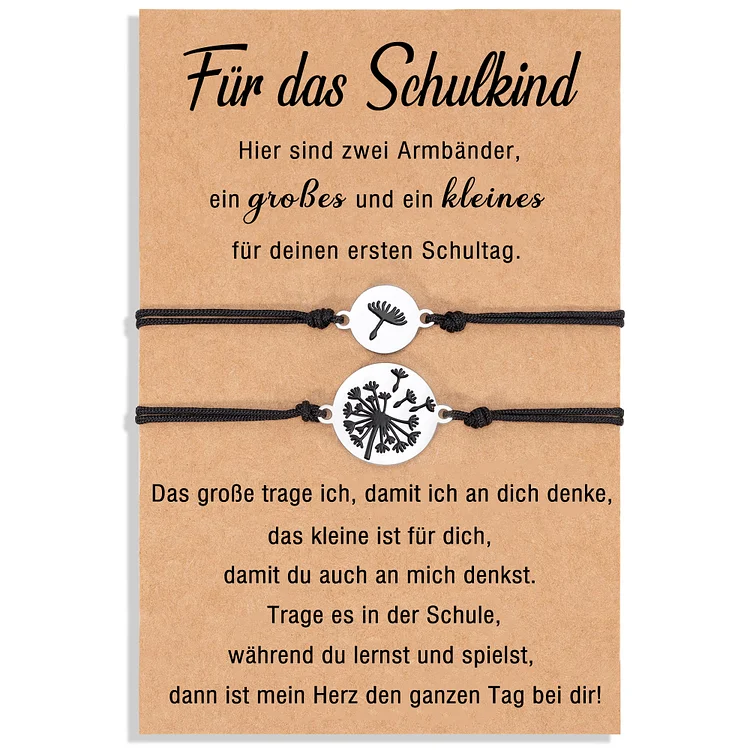 Kettenmachen Löwenzahn Armbänder Set-Für das Schulkind-Schulanfang Geschenk mit Nachrichtenkarte