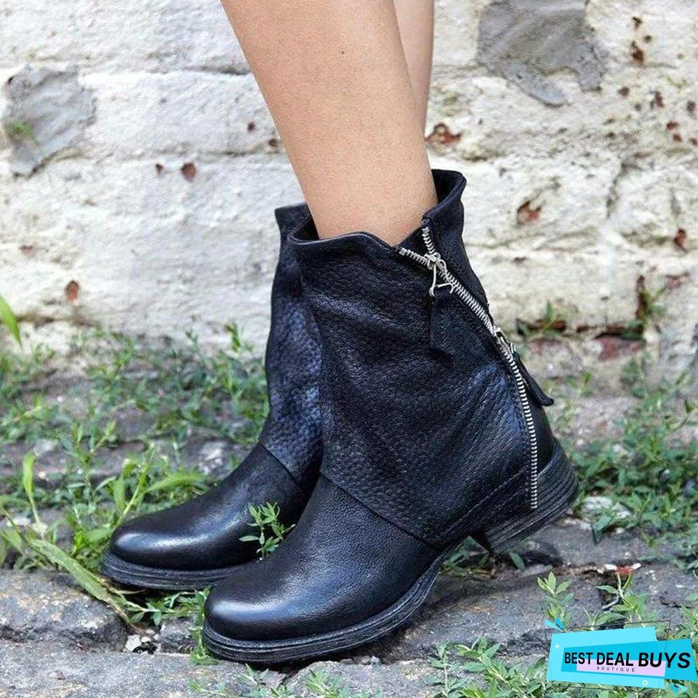 Retro Zipper Spring/Fall Ankle Boots