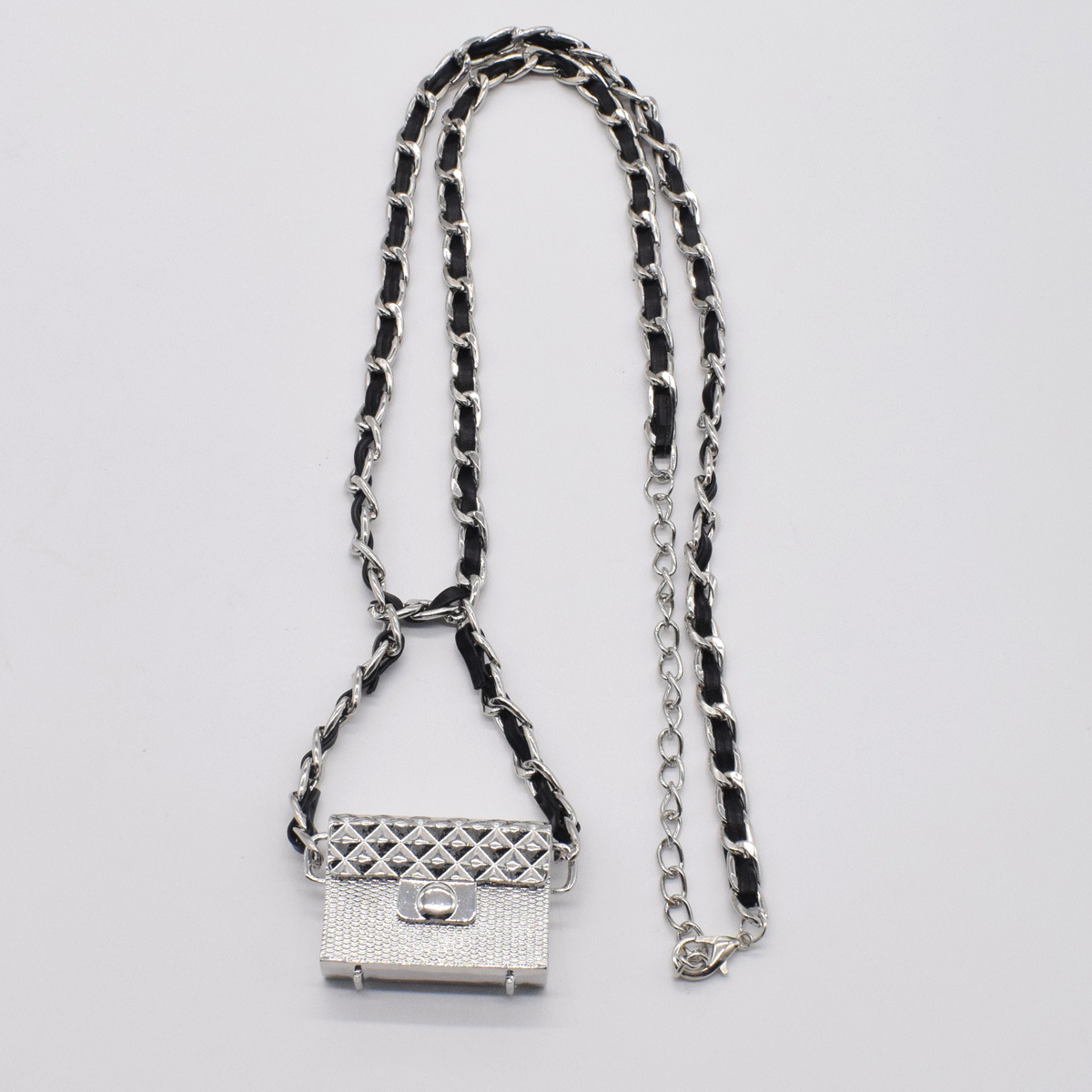 Metal chain small waist bag braided belt