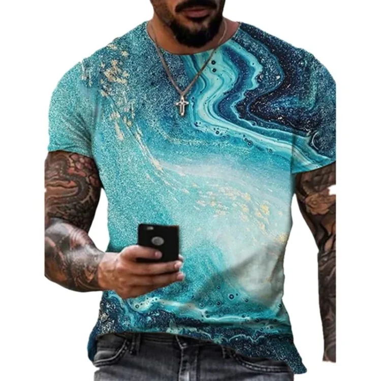 Ethnic Style Tie-dye Casual Summer Short Sleeve Men's T-Shirts at Hiphopee