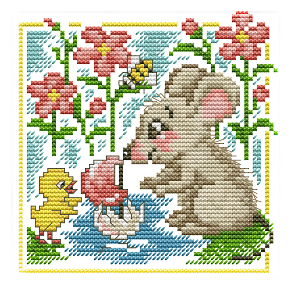 

Little Mouse Learns To Swim - 14CT Stamped Cross Stitch - 17*17cm, 501 Original