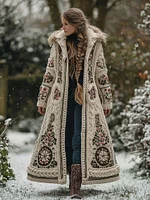 Women's Vintage Viking Floral Vigvihil Rune Long Thick Knit Sweater