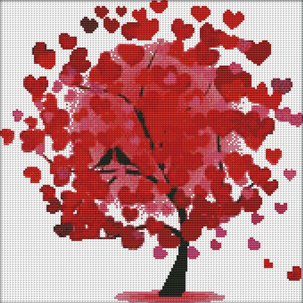 DIY Stamped Cross Stitch 14CT Partial Embroidery 38*38cm - Happy Tree