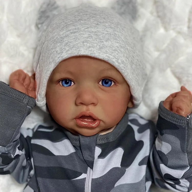  African Baby Series — 12"&16" Reborn Full Silicone Baby Doll Boy Nicholas with Bright and Realistic Blue Acrylic Eyes and Delicate Body Details - Reborndollsshop®-Reborndollsshop®