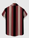 Plaid Series Multi-Color Vertical Stripes Color Matching Men's Short Sleeve Shirt