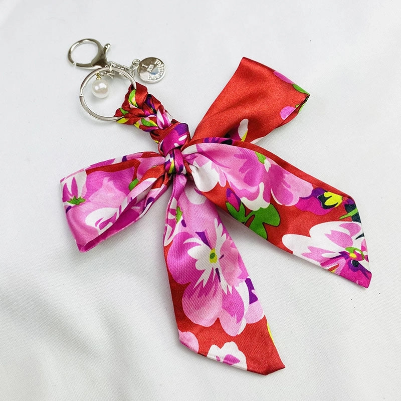 Sweet Minimalist Bow Knot Cloth Metal Unisex Bag Pendant Keychain