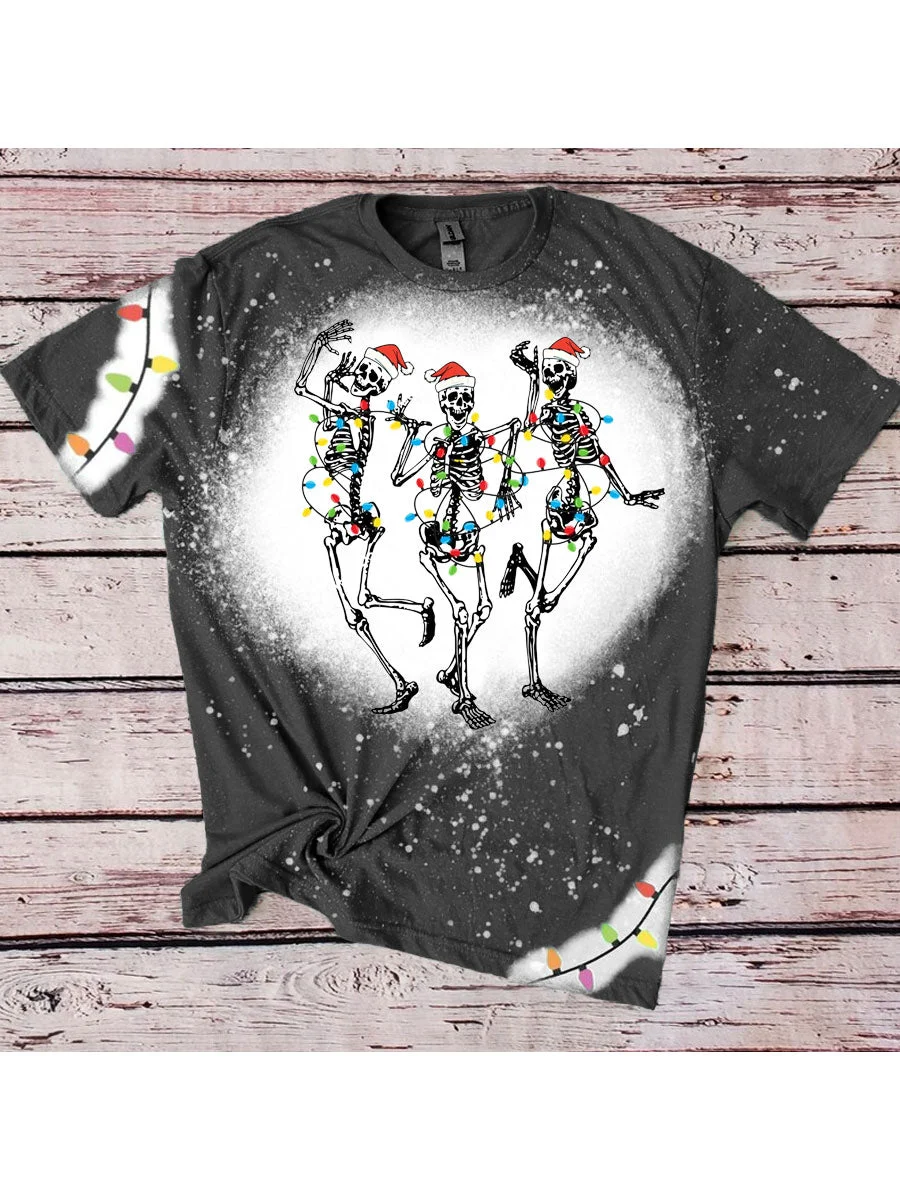Dancing Skeletons Christmas Tie Dye T-shirt