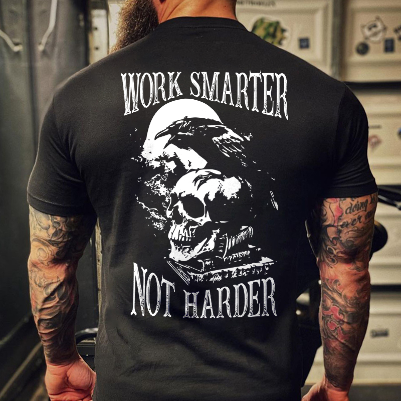 Livereid Work Smarter Not Harder Skull Printed Men's T-shirt - Livereid
