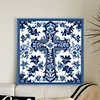 (Stamped/Counted) Blue And White Porcelain-Cross-14CT Cross Stitch 40*40cm/15.75*15.75in