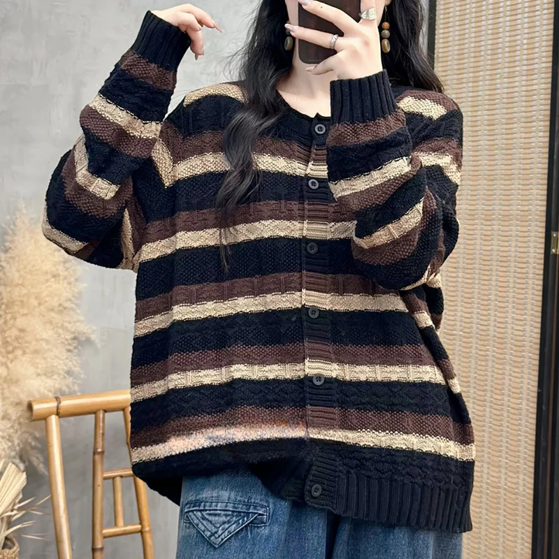 Chicfifth Sweater Women Winter Long Sleeve High Quality Autumn Vintage Top Knitted Cardigan