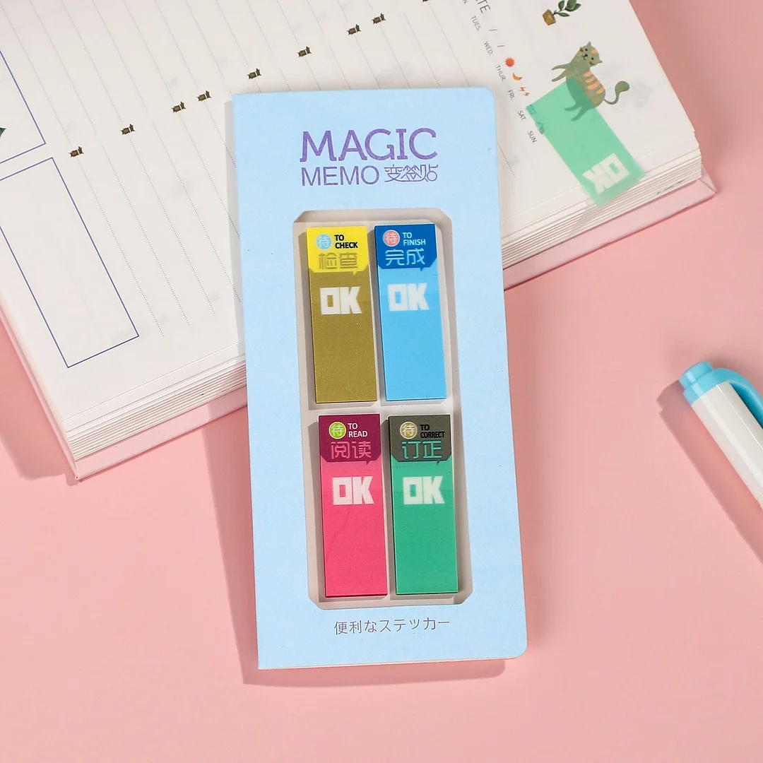 JIANWU 100 Sheets Magic Memo Pad Tearable Waterproof Sticky Note Kawaii Self-Stick Bookmarks Scheduler Paper Stickers Stationery