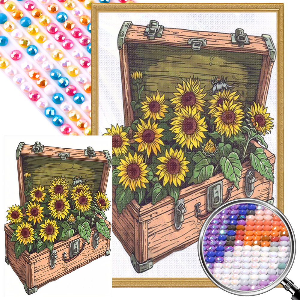 Sunflower In A Box 40*60cm(picture) full round drill diamond painting