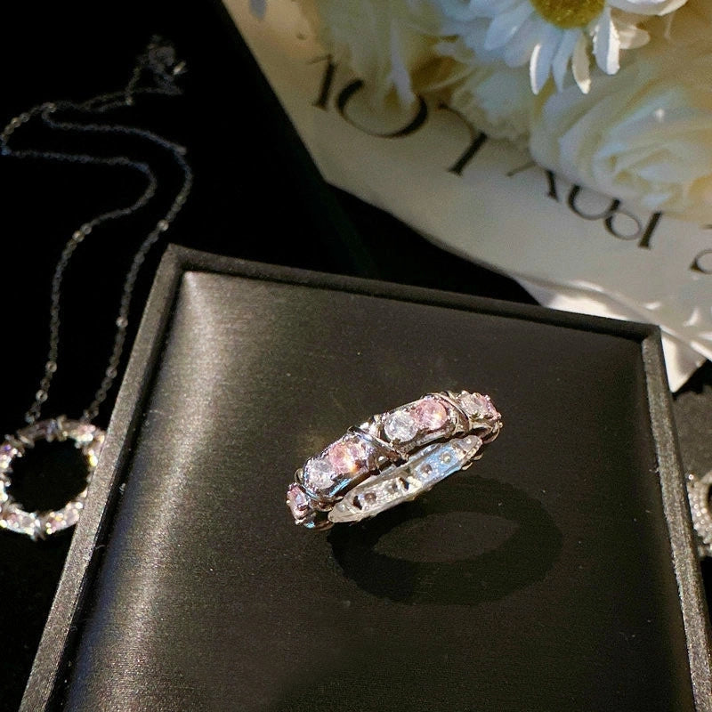 Copper Minimalist Classic Style Inlay Solid Color Zircon Rings Earrings Necklace