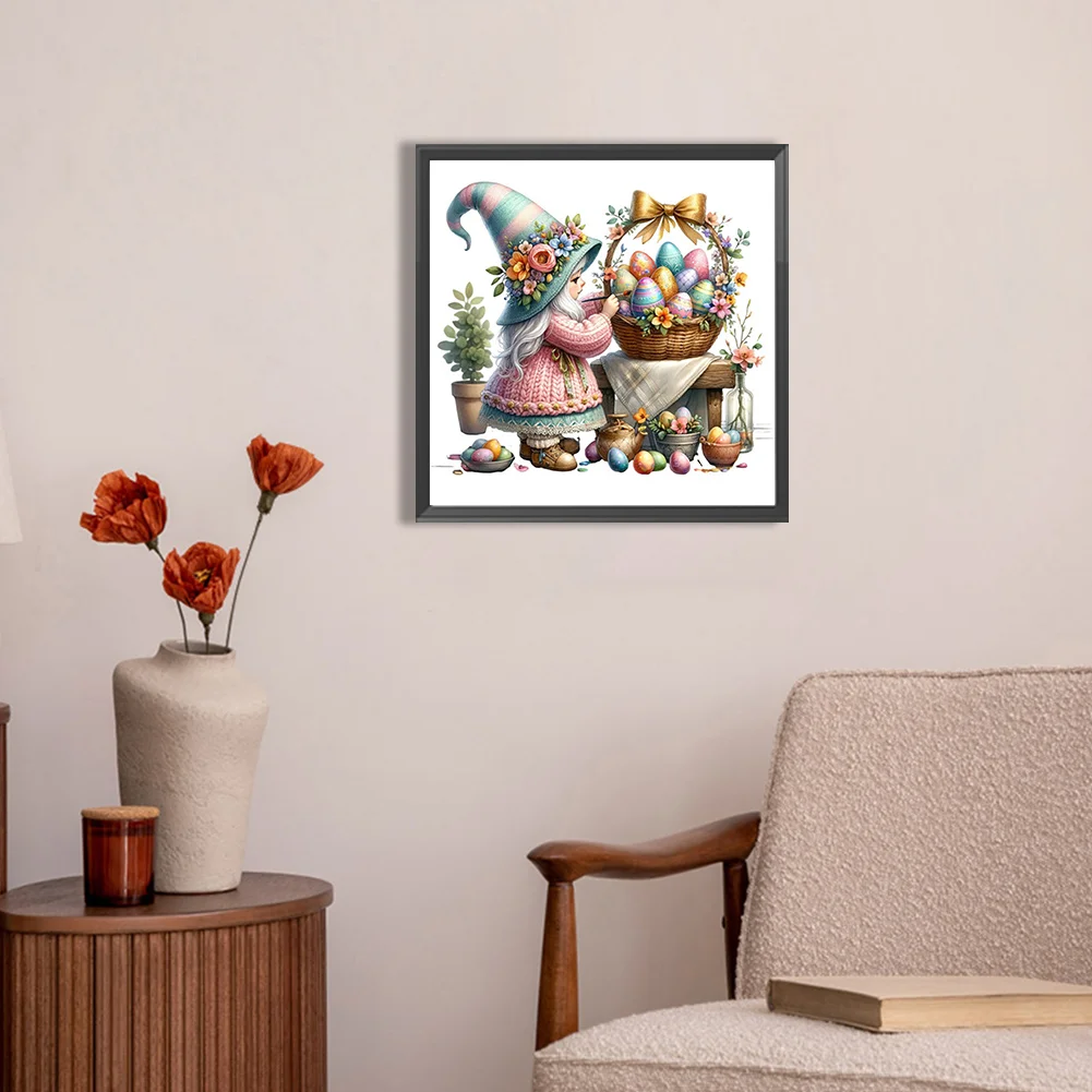 Partial AB Diamond Painting - Full Round Drill - Egg Painting Gnome(Canvas|35*35cm)