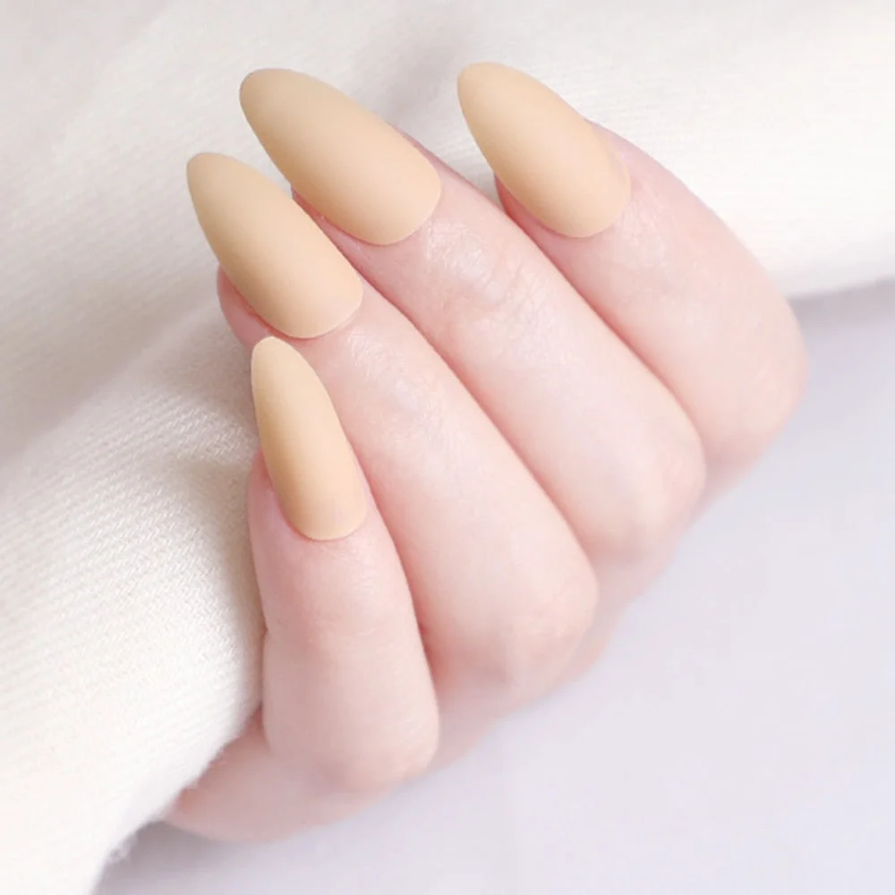 24Pcs Matte Dark Brown Artificial Fake Nails Long Stiletto False Nails For Design DIY Fingernails Art Tip Manicure Tool-Nail Inspo