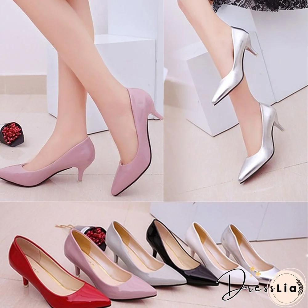 Fashion High Heels Women Shoes Spring Summer Elegant Female Office Shoes(US 5-9,EU35-40,Silver,Black,Pink,Gery)