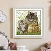 Cat Family - 9CT Partial Beaded Cross Stitch Kit(40x41cm)