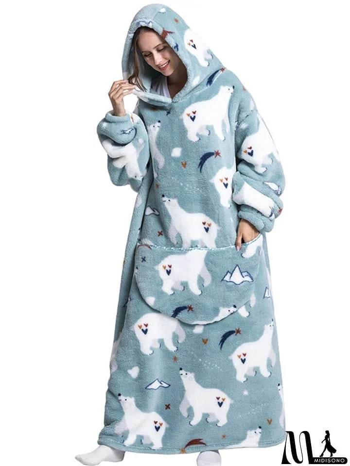 Adorable & Warm Hooded Wearable Blanket for Winter