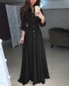 Vintage Long-Sleeve Bohemian Lace-Up Tunic Casual Maxi Dress