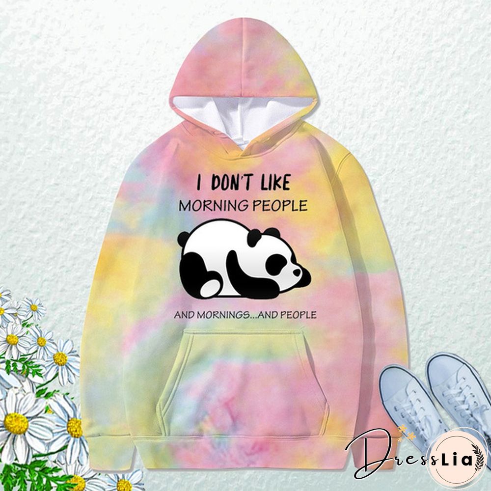 Funny Panda I Don'T Like Morning People Printed Hoodie For Women New Fashion Autumn And Winter Pullovers Ladies Creative Personalized Sweatshirts